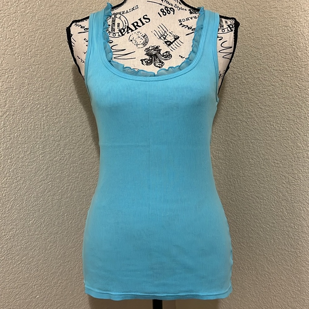 Old Navy Blue Ribbed Cotton Tank Top